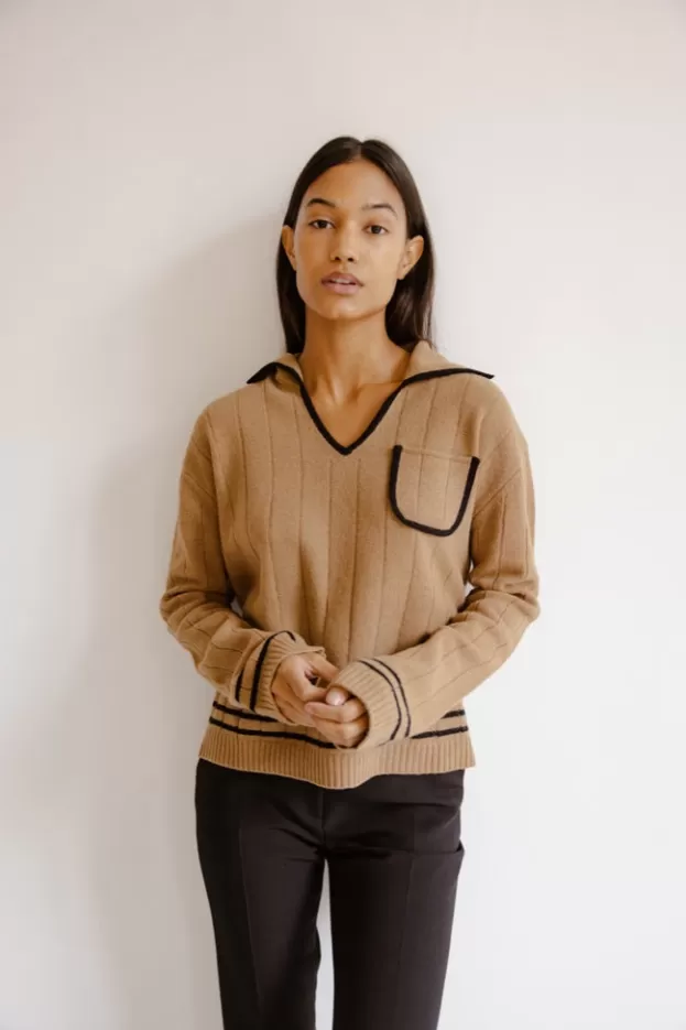 Sweaters & Cardigans*Musier Paris Adriana polo jumper Camel