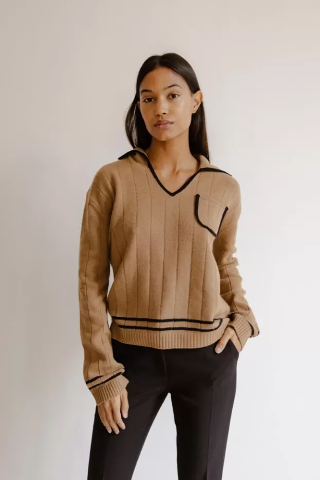 Sweaters & Cardigans*Musier Paris Adriana polo jumper Camel