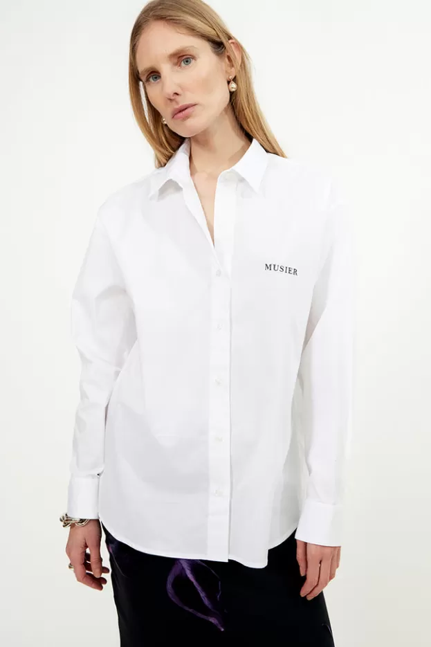 Tops & Shirts*Musier Paris boyfriend shirt kuss Blanc/White