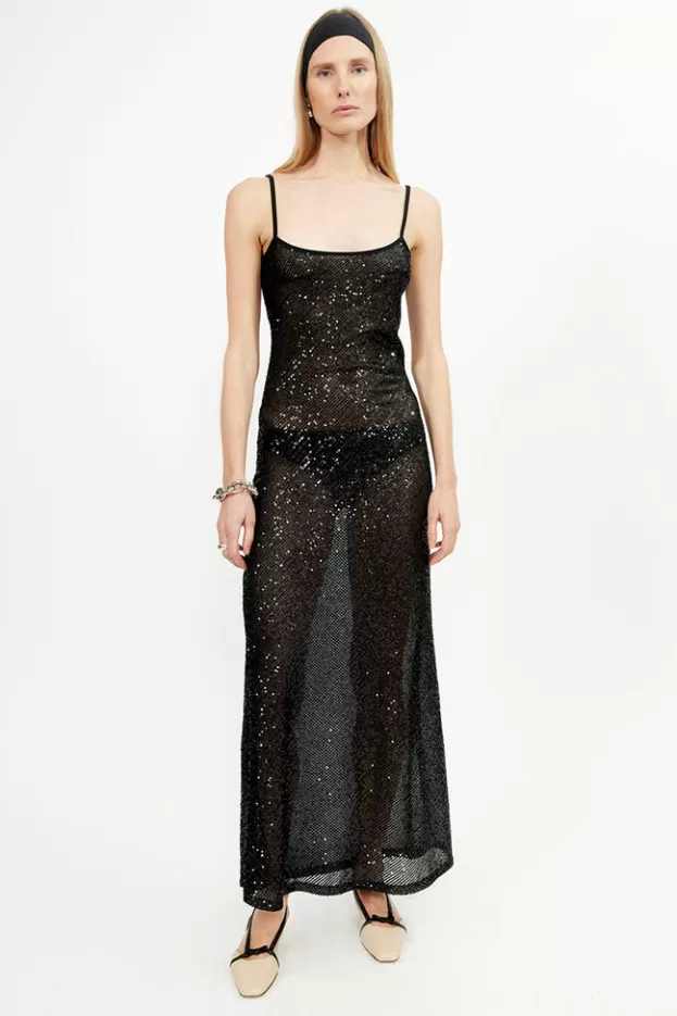 Evening Dresses | Dresses*Musier Paris embroidered long dress shine Noir/Black