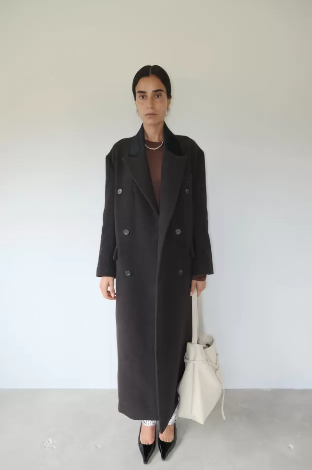 Jackets And Coats*Musier Paris long chocolate coat enormous