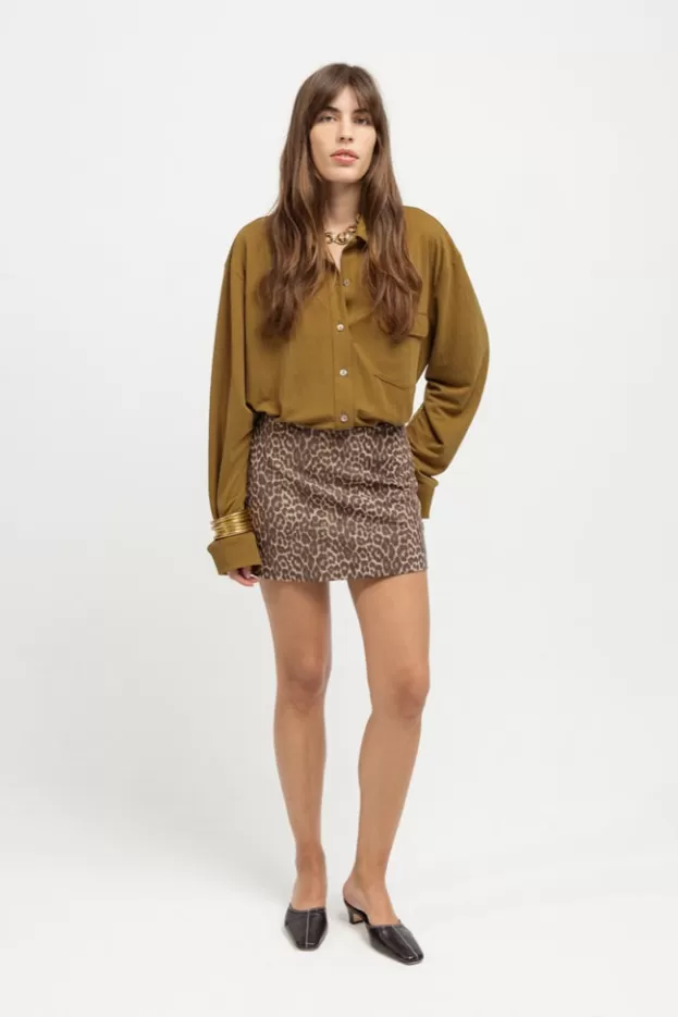 Skirts*Musier Paris suede mini skirt savana Leopardprint