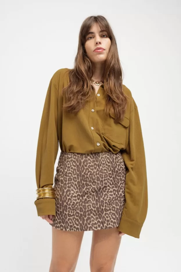 Skirts*Musier Paris suede mini skirt savana Leopardprint